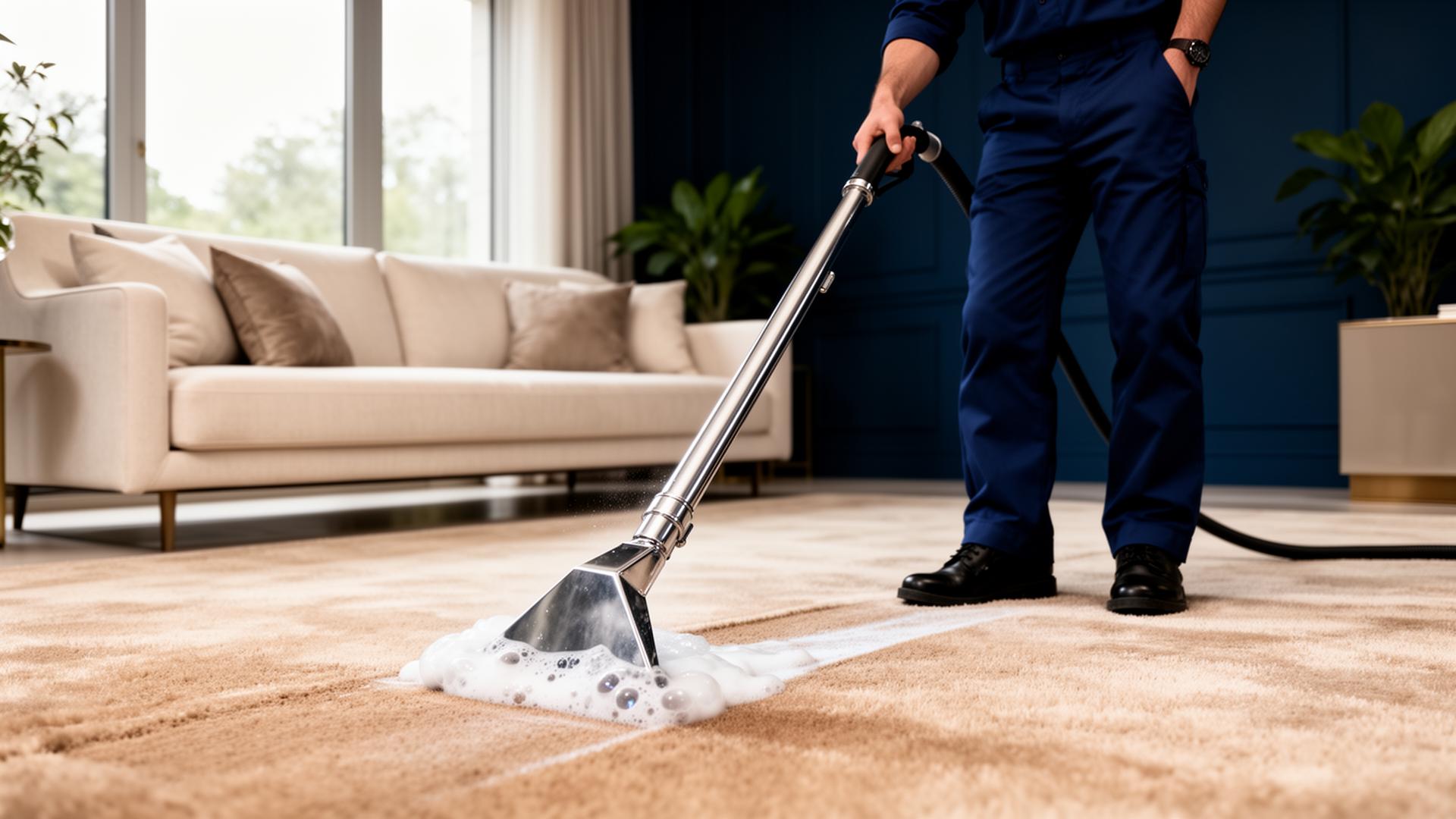 Professional carpet cleaning in an elegant living room